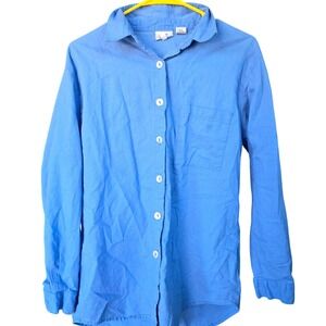 Reflections by Spiegel Linen Cotton Button Up Shirt Womens Medium Blue Casual